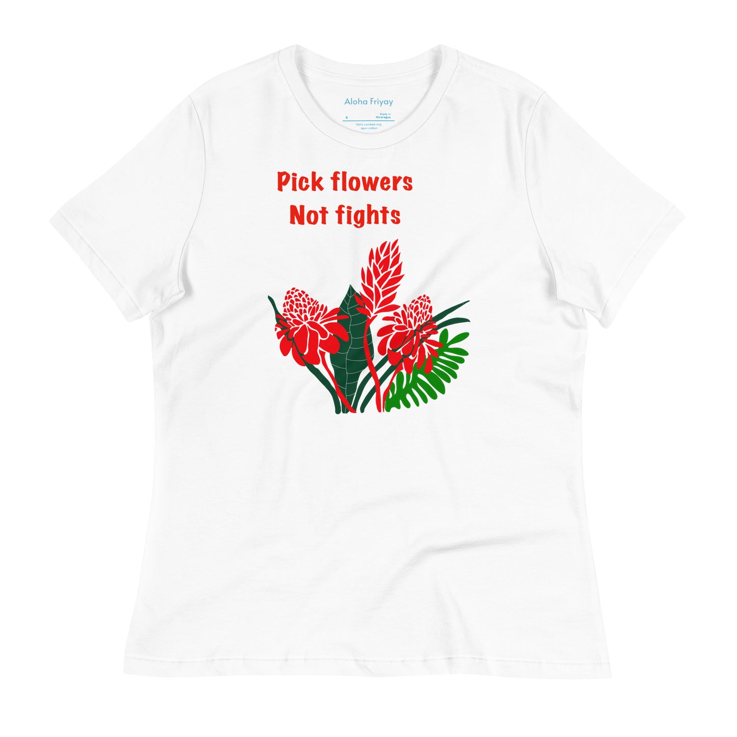 Pick Flowers Not Fights Women's Relaxed T-Shirt